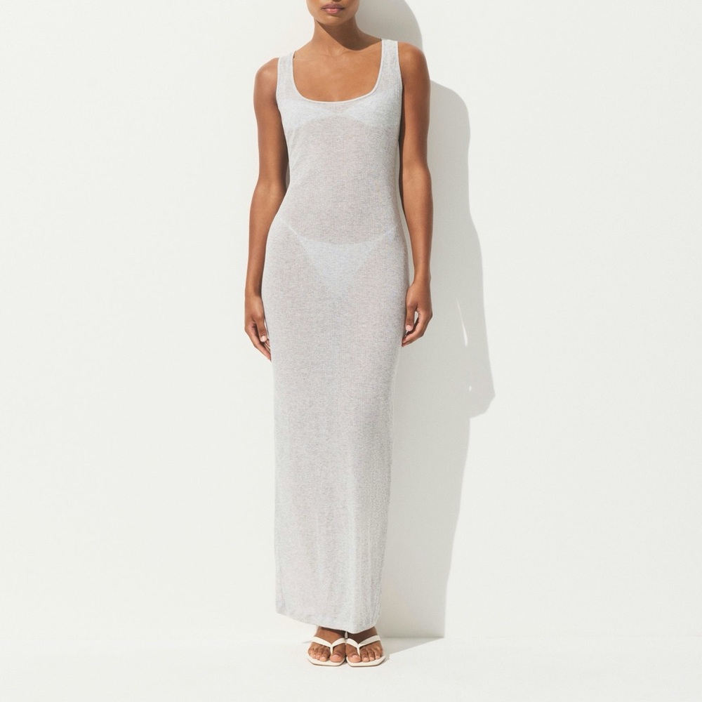 SKIMS Sheer Threadbare Rib Maxi Dress - Light Heather Grey - Medium